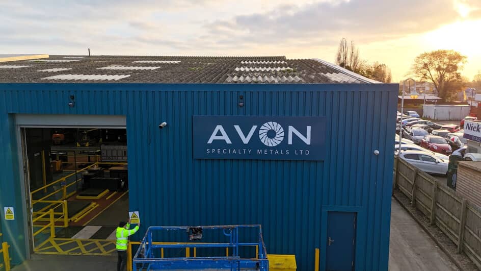 Avon Specialty Metals custom building sign